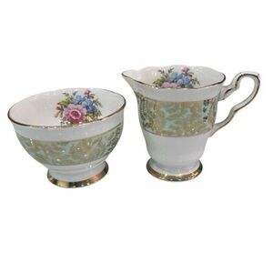 Vtg Royal Stafford Creamer
& Sugar Bowl Set
Multicolor Enchantment Bone China